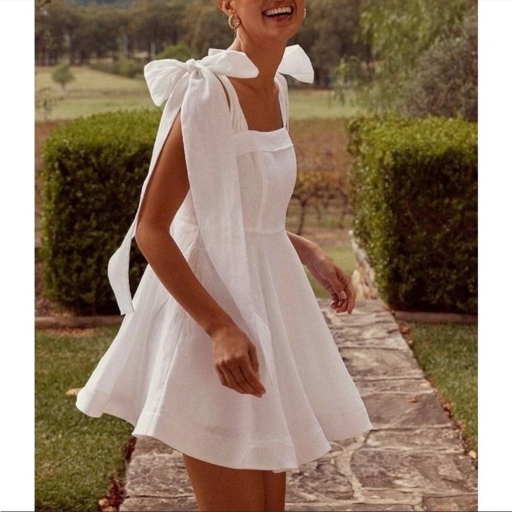 Dissh white linen mini dress